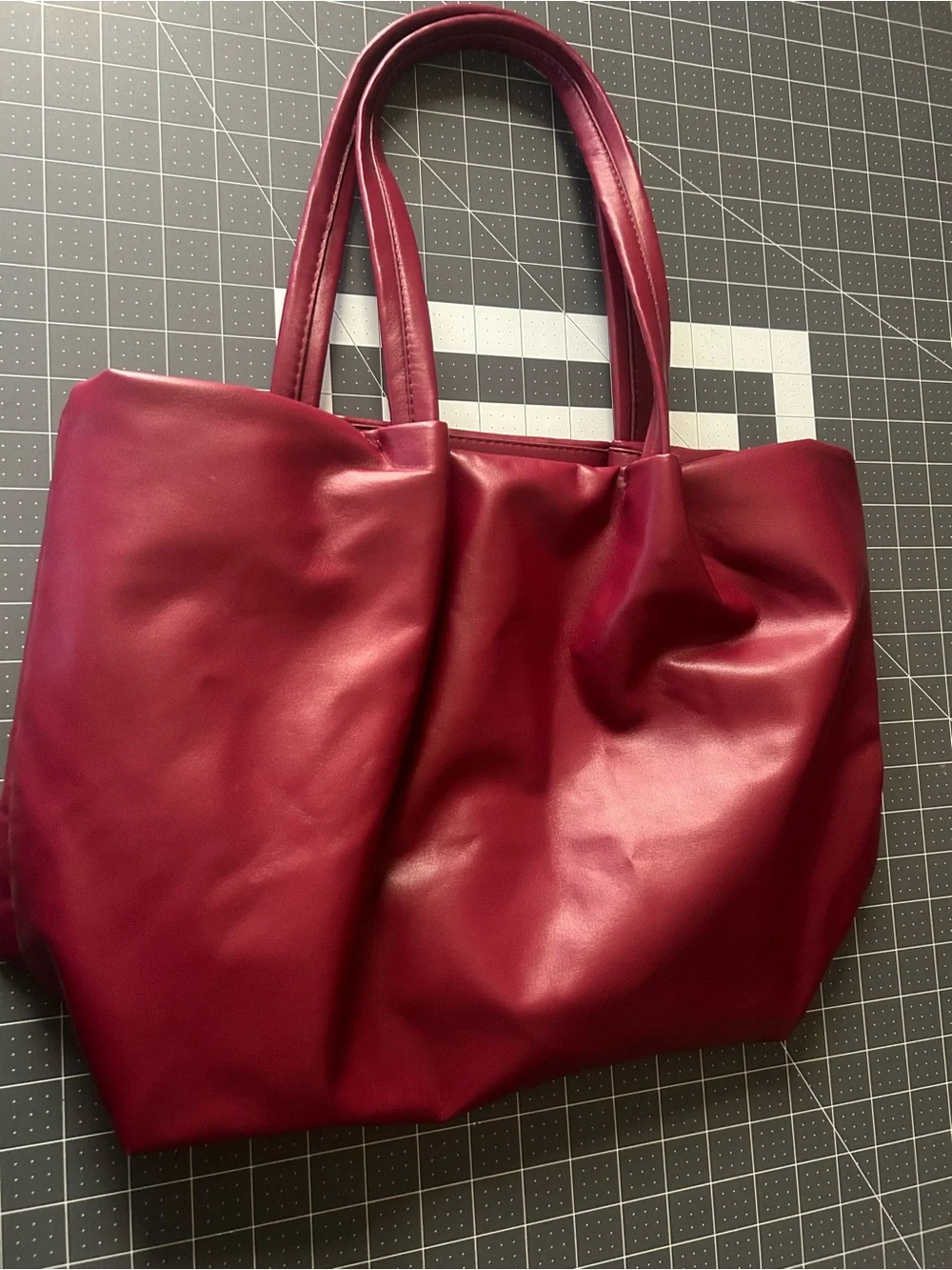Neiman Marcus Wine Faux Leather Tote